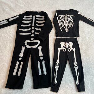2 Kids Skeleton Costumes Size 2T-3T Pottery Barn and H&M